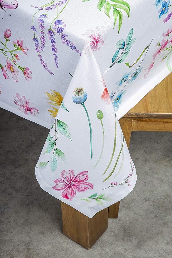 Maison d' Hermine Table Cloth Rectangle Table 100% Cotton 54 x 72 Inches Tablecloth Reusable Decorative for Dining Room Farmhouse Home Valentines Day Decorations Spring Summer - Just Floral