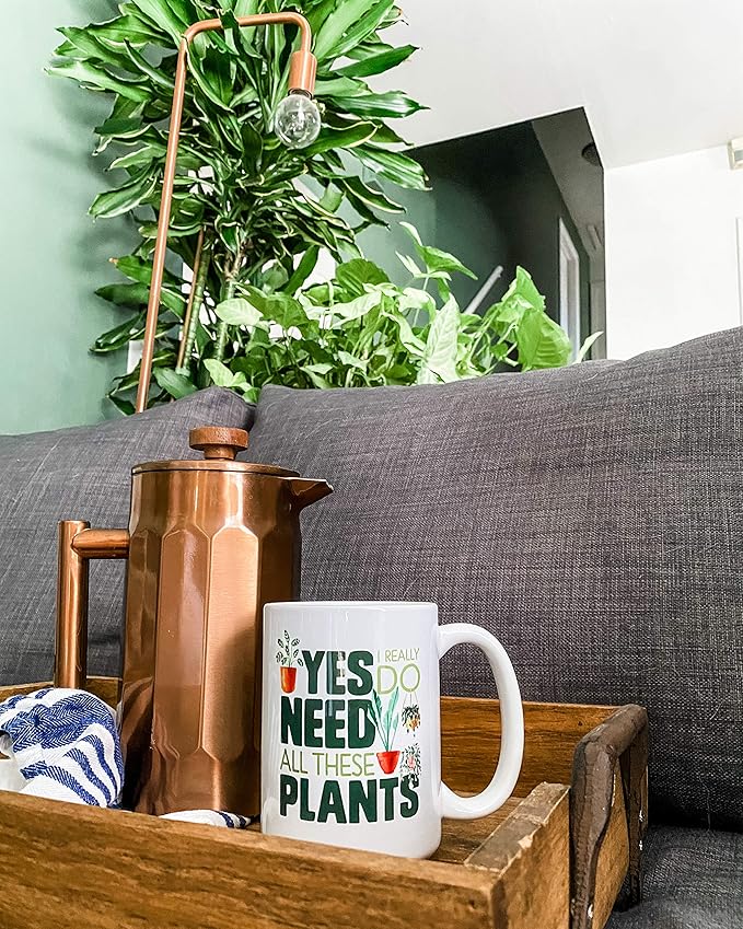 Loftipop Plant Lover Coffee Mug, Houseplant Tea Cup, Gardner Landscape Green Thumb Gifts, Yes I Really Do Need All These Plants (15oz)