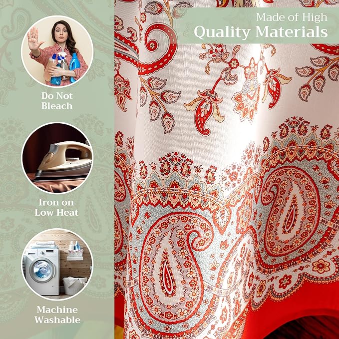 Maison d' Hermine Table Cloth Round Table 100% Cotton 69 Inches Fall Tablecloth Reusable Everyday Use for Thanksgiving Christmas Decorations Dining Farmhouse Party (Cachemire)