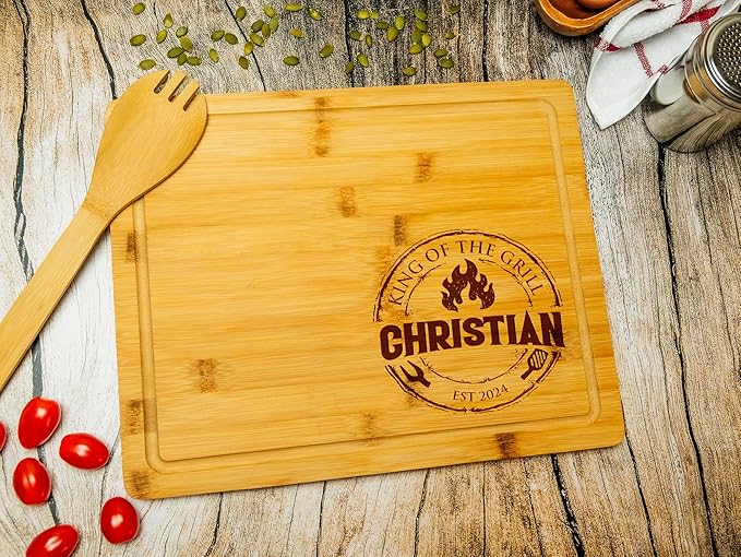 Personalized Christmas Gifts, Custom Engraved Wood Bbq Cutting Board for Men - Unique Gift Idea for Dad, Grandpa, Husband, Him - Fathers Day Gift - Personalized Grilling and Barbecue Tool For Men