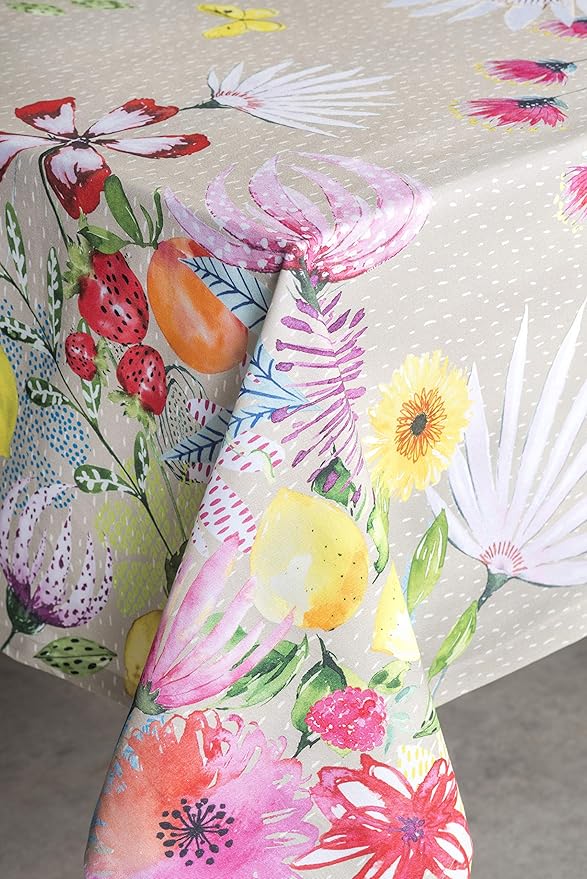 Maison d' Hermine Table Cloth Rectangle Table 100% Cotton 60 x 108 Inches Tablecloth Reusable Decorative for Dining Room Farmhouse Home Valentines Day Decorations Spring Summer - Jardin D'Ete - Fog