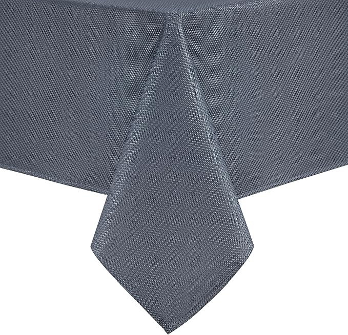 Hiasan 60 X 60 Inch Square Textured Tablecloth - Waterproof Spillproof Antiwrinkle Jacquard Table Cloth for Kitchen and Dining Dinner, Outdoor Picnic, Holiday and Parties, Dark Grey