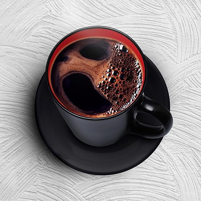 DISCOUNT PROMOS Ceramic Coffee Latte Mugs 12 oz. Set of 10, Bulk Pack - Perfect for Coffee, Tea, Espresso, Hot Cocoa, Other Beverages - Red