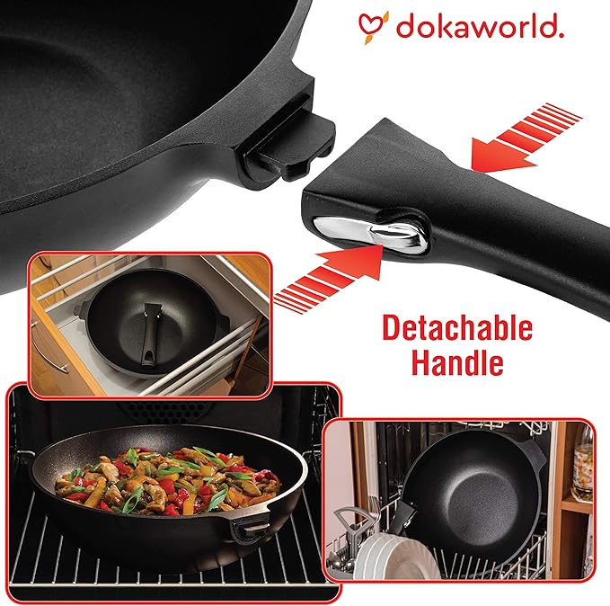 Aluminum Nonstick 12 inch Wok - Induction Compatible - Lightweight