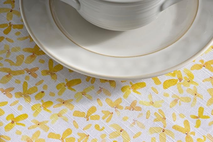 Maison d' Hermine Table Cloth Round Table 100% Cotton 63 Round Inches Tablecloth Reusable Decorative for Dining Room Farmhouse Home Valentines Day Decorations Spring Summer - Easter Zest