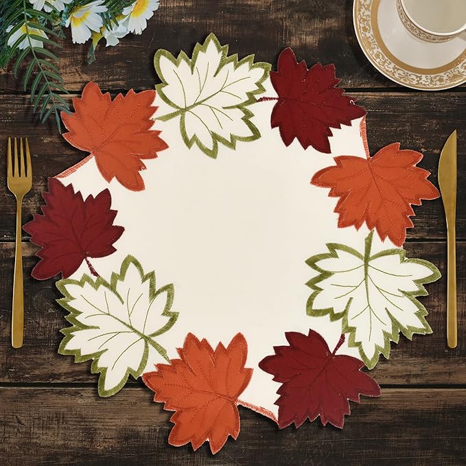 Decozen Set of 4 Doilies for Table, Lace Doilies - Rustic, Crochet, Farmhouse, Kitchen, Round Table Placemats - Valentines Day Decorations - 15 inch Cream White, The Falling Petals Collection