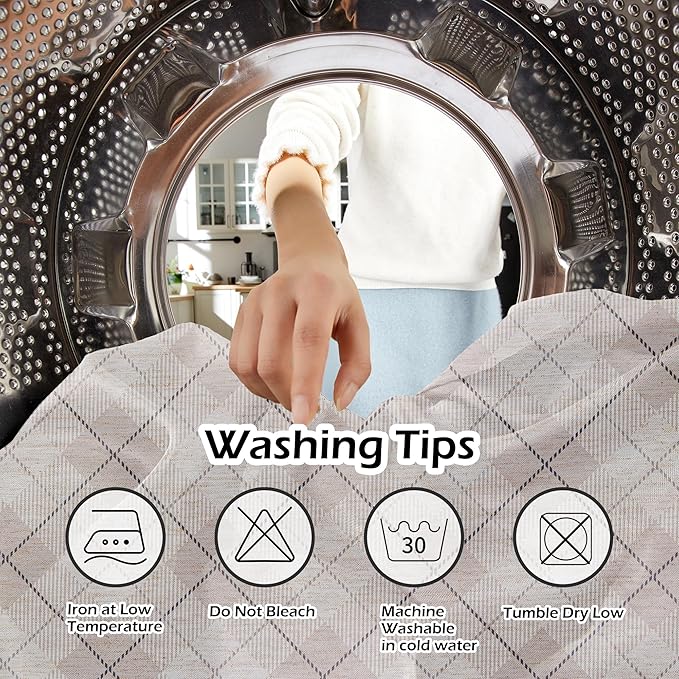 MYSKY HOME Table Cloth 60x120 in Rectangle, Heavy Duty Linen Look Waterproof Tablecloths Farmhouse Tablecloth, Wrinkle Free Table Cover with Black Plaid for Kitchen Dining, Party