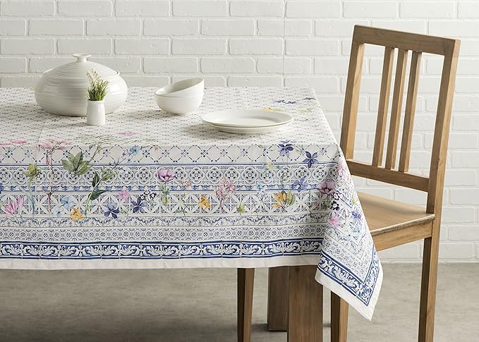 Maison d' Hermine Table Cloth Rectangle Table 100% Cotton 70 x 140 Inches Tablecloth Reusable Decorative for Dining Room Farmhouse Home Valentines Day Decorations Spring Summer - Faience