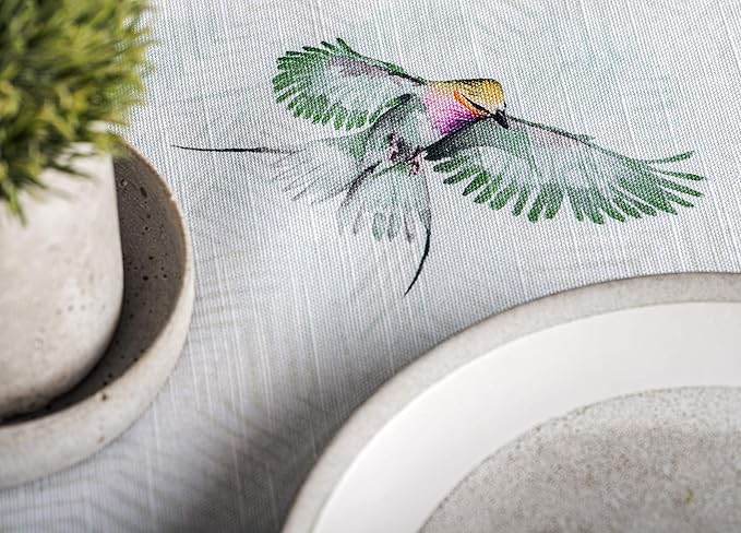 Maison d' Hermine Table Cloth Round Table 100% Cotton 69 Round Inches Tablecloth Reusable Decorative for Dining Room Farmhouse Home Valentines Day Decorations Spring Summer - Flying Birds
