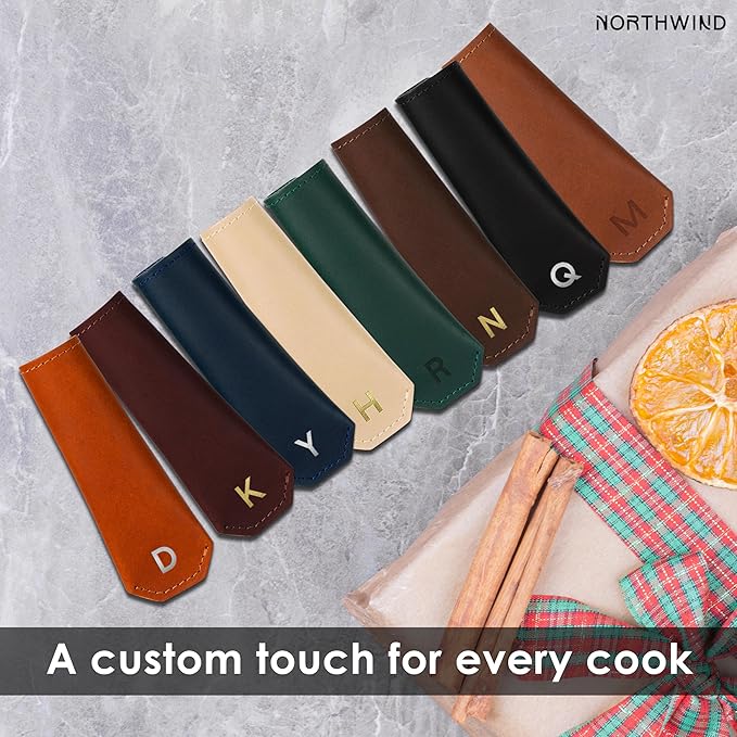 Northwind Personalized Engraved Leather Skillet Handle Cover – Made in USA - Custom Monogrammed Pot Holder Sleeve for Cast Iron Pans, Anniversary, Wedding, Housewarming gift (Handle Cover)