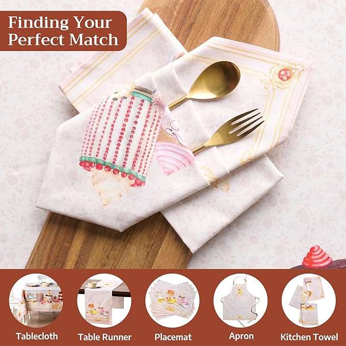Maison d' Hermine Napkins 100% Combed Cotton Premium Set of 4 Decorative Cloth Napkin Washable Dinner Napkins for Holiday, Dinner, Wedding, Restaurant & Dining - Pastries (20”x20”)