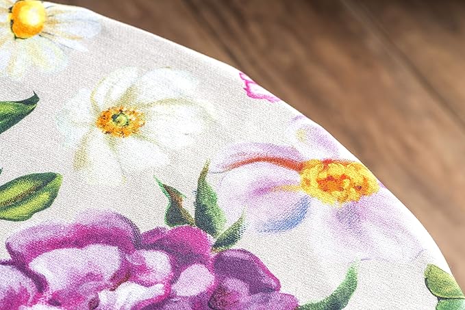 Maison d' Hermine Table Cloth Round Table 100% Cotton 69 Round Inches Tablecloth Reusable Decorative for Dining Room Farmhouse Home Valentines Day Decorations Spring Summer - Pivoine