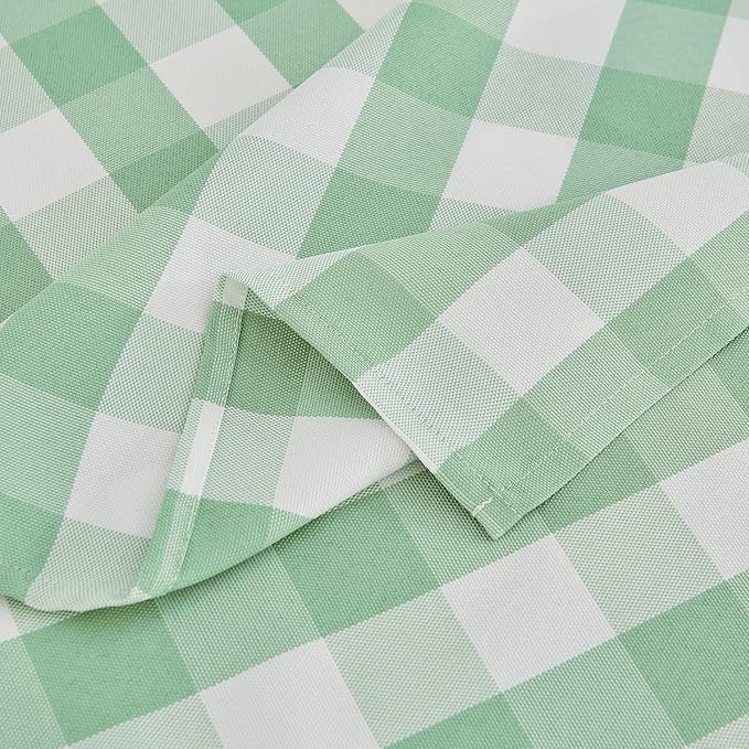 Gingham Tablecloth 55 x 71 Inch – Rectangle Table Cloth, Wrinkle-Resistant Polyester Checkered Tablecloth, Washable Spring Tablecloth for Dining, Camping, Outdoor (Light Green)