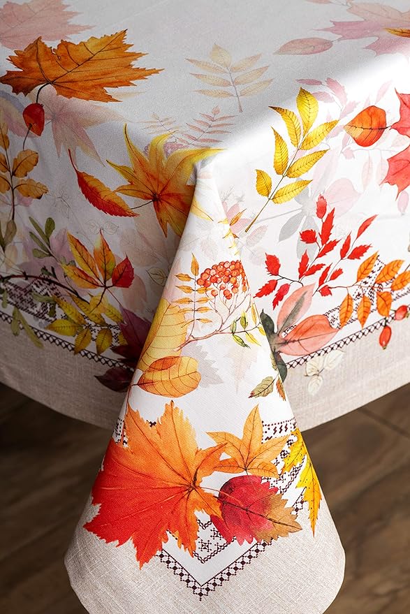 Maison d' Hermine Table Cloth Rectangle Table 100% Cotton 60 x 108 Inches Fall Tablecloth Reusable Everyday Use for Thanksgiving Christmas Decorations Dining Farmhouse Party (Amarante)