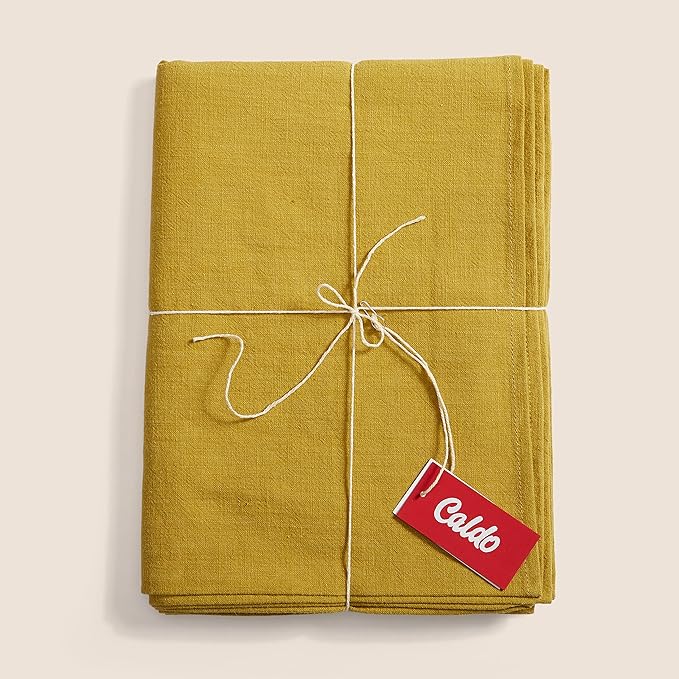 Caldo Rectangle Linen Tablecloth (Mustard)