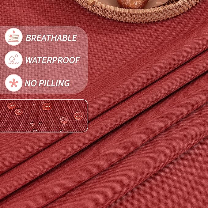 Rectangle Tablecloth 55 x 71 Inch - Waterproof Faux Linen Table Cloth for Dining Table, Kitchen, Party, Wedding, Holiday & Everyday Decoration, Red