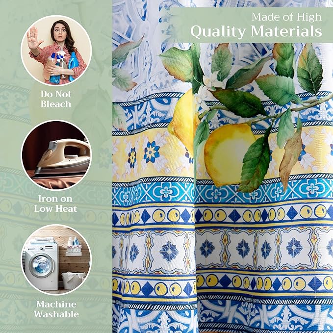 Maison d' Hermine Table Cloth Round Table 100% Cotton 69 Round Inches Tablecloth Reusable Decorative for Dining Room Farmhouse Home Valentines Day Decorations Spring Summer - Citrus