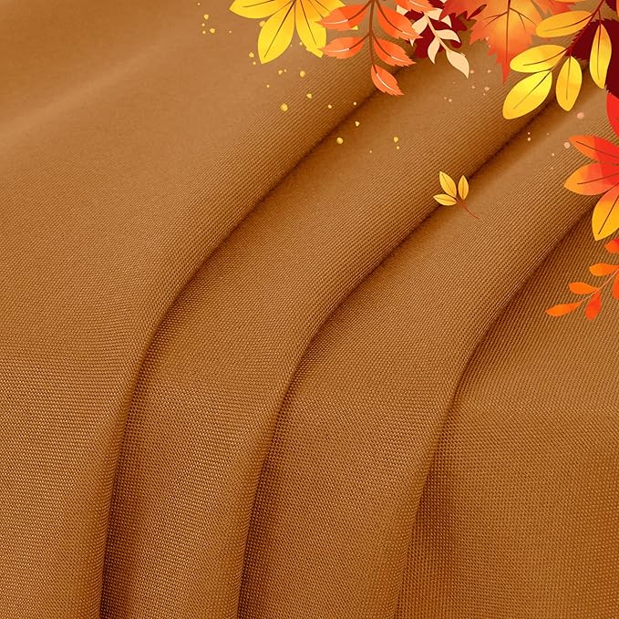 sancua Round Tablecloth 90 Inch Light Borwn- Water Resistant Spill Proof Washable Polyester Fall Table Cloth Decorative Fabric Table Cover for Dining Tables, Thanksgiving Parties and Camping, Bronze