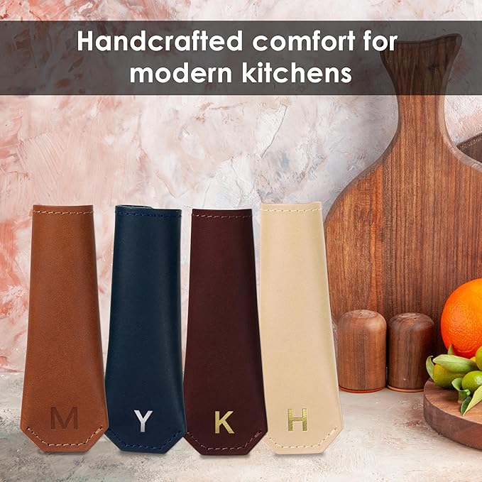 Northwind Personalized Engraved Leather Skillet Handle Cover – Made in USA - Custom Monogrammed Pot Holder Sleeve for Cast Iron Pans, Anniversary, Wedding, Housewarming gift (Handle Cover)