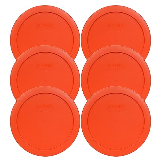 Pyrex 7201-PC 4 Cup Pumpkin Orange Food Storage Replacement Lids (6-Pack) - Made in USA