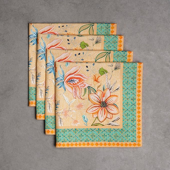Maison d' Hermine Cloth Napkins Set of 4 100% Cotton Everyday Reusable Square Napkins Cloth Washable Dinner Wedding Restaurant Valentines Day Decorations Spring/Summer (Luxury Loft - Peach, 20" x 20")