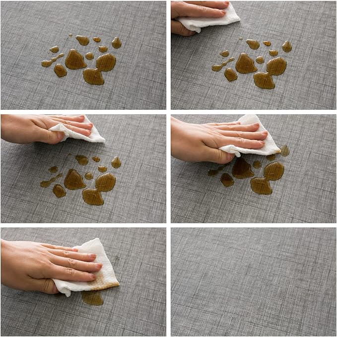 Pioggia Vinyl Tablecloth with Flannel Backing Rectangle Waterproof Oil-Proof Plastic Table Cloth Wipeable PVC Table Cover for Indoor and Outdoor (Grey, 60 x 84 Inch)