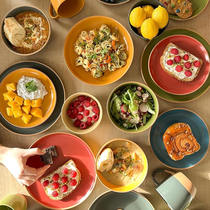 MORA Ceramic Artisan Matte Plates Set, 7.8 in - Set of 6 - The Dessert, Salad, Appetizer, Small Dinner etc Plate. Microwave, Oven, and Dishwasher Safe, Scratch Resistant. Kitchen Porcelain Dish