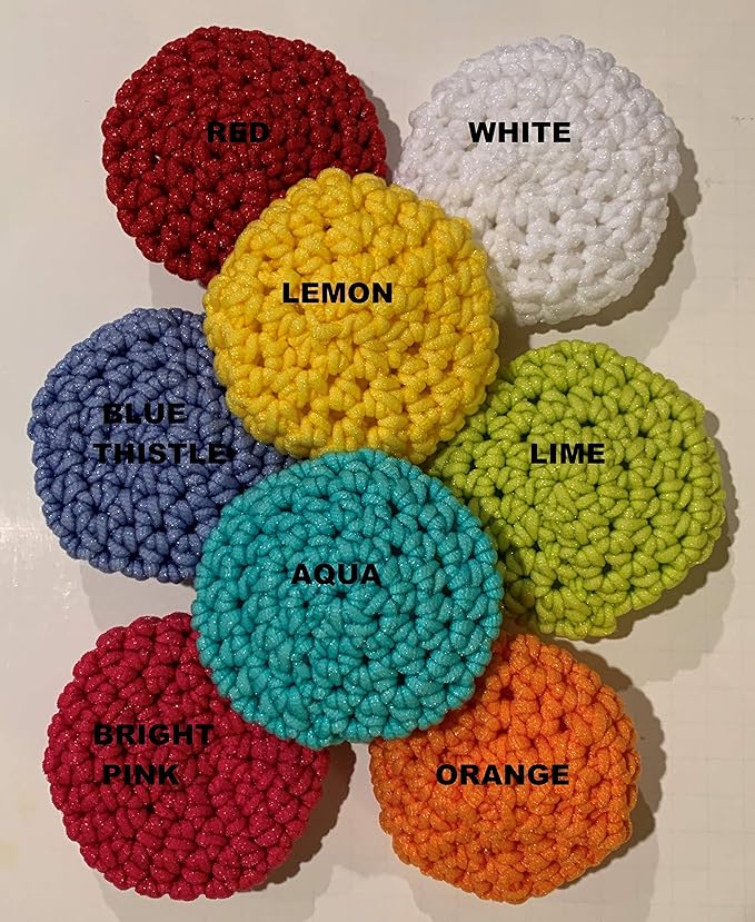 Handmade Kitchen Scrubbies - Nylon Yarn - Pot Scrubbers - Sponge - Scouring Pad - Reusable - Exfoliating - Set of 3 (or 4) - Double Thickness - Large
