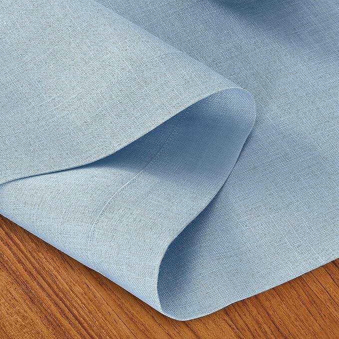 D'Moksha Homes Linen Powder Blue Table Runner 72 Inches Long - 100% Pure Linen 14 x 72 Inch Table Runner for Dining, Spring, Easter - Machine Washable