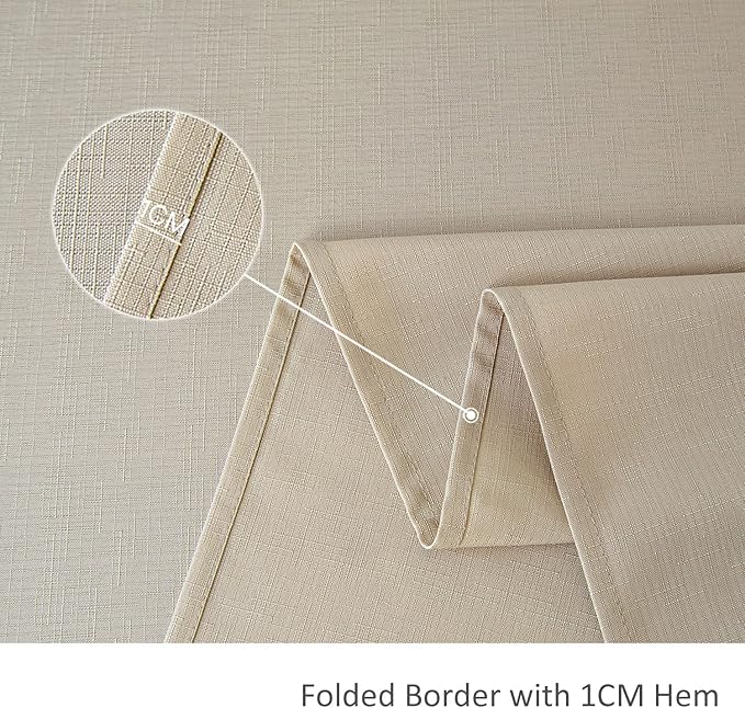 maxmill Square Tablecloth Slubby Texture Stain Resistant Waterproof Wrinkle Resistant Washable Soft Table Cloth, Decorative Fabric Table Cover for Dining Room Dinner Party, 52 x 52 Inch, Natural