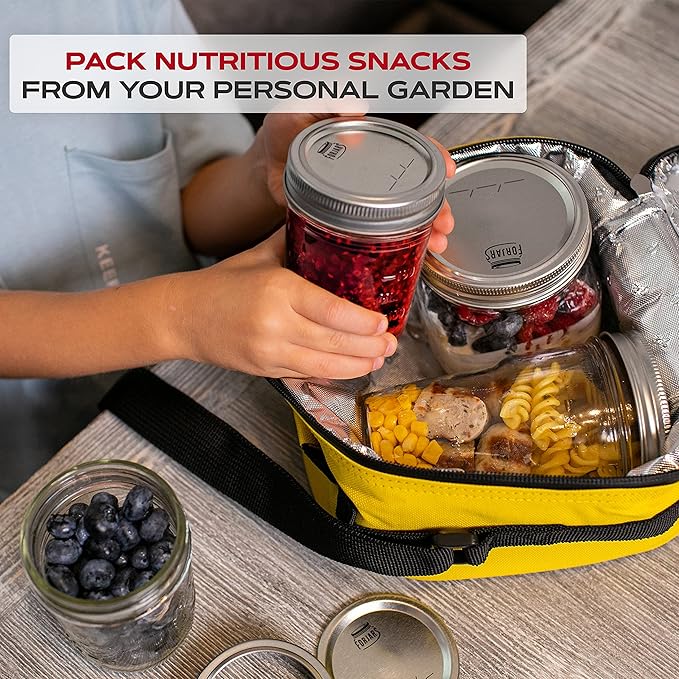 Wide Mouth Canning Lids, 50-Pack – Create Airtight Seals on Mason Jars to Preserve Food for Meal Prep & Emergency Food Storage – 3.4 In. Metal Lids with Silicone Seals – Canning Supplies by FORJARS