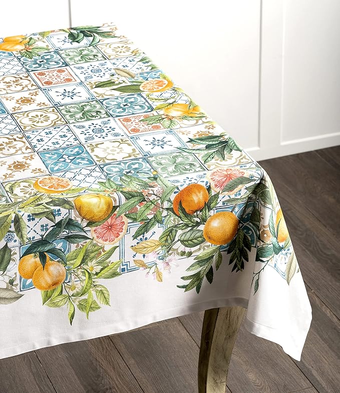 Maison d' Hermine Table Cloth Rectangle Table 100% Cotton 60 x 90 Inches Tablecloth Reusable Decorative for Dining Room Farmhouse Home Valentines Day Decorations Spring Summer - Agrume