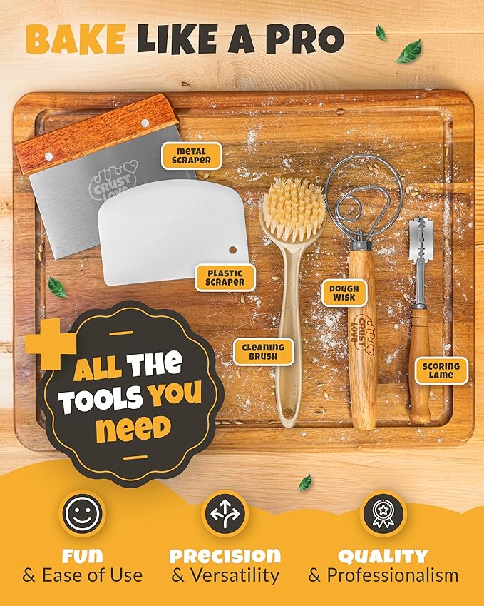 Loaf Pan for Bread Baking - incl. Sourdough Bread-Baking Supplies like Banneton Bread-Proofing Basket - 2QT Enameled Oval Cast Iron Dutch Oven, Bread-Oven, Sour Dough Bread-Banking-Pan Tools