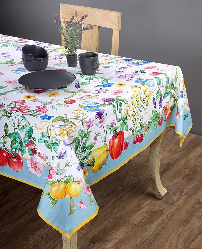 Maison d' Hermine Table Cloth Rectangle Table 100% Cotton 60 x 90 Inches Tablecloth Reusable Decorative for Dining Room Farmhouse Home Valentines Day Decorations Spring Summer - Giverny