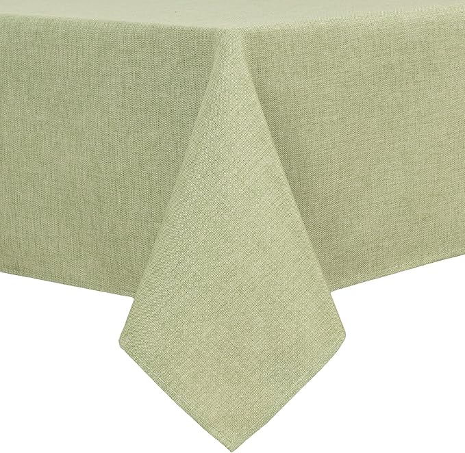 Hiasan Faux Linen Square Tablecloth - Wrinkle and Stain Resistant Washable Table Cloth for Kitchen Dining Room Holiday Table Cover for Dinner, Green, 54 x 54 Inch