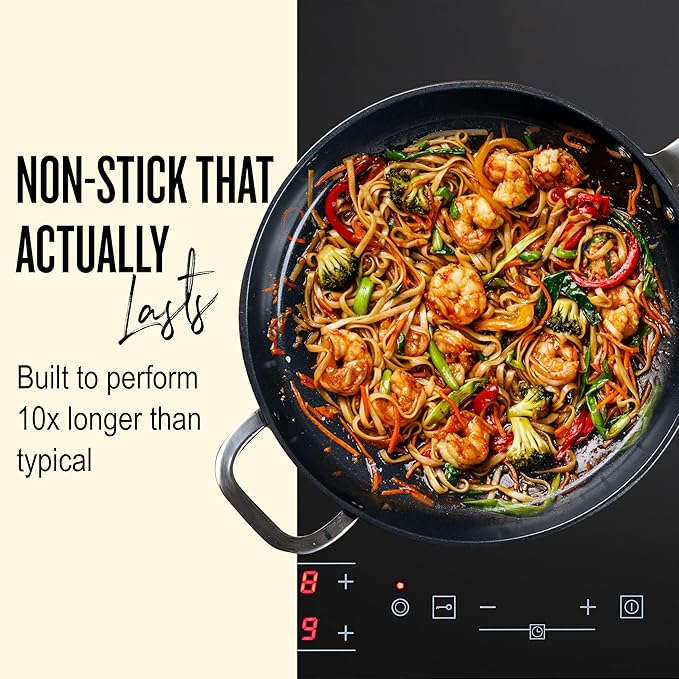 Alva Maestro Nonstick Ceramic Saute Pan with Glass Lid 4Qt. - Easy to Clean, Oven Safe and Made without PFAS, PFOA & PTFE - Induction and All Stovetop Compatible with Even Heat Distribution