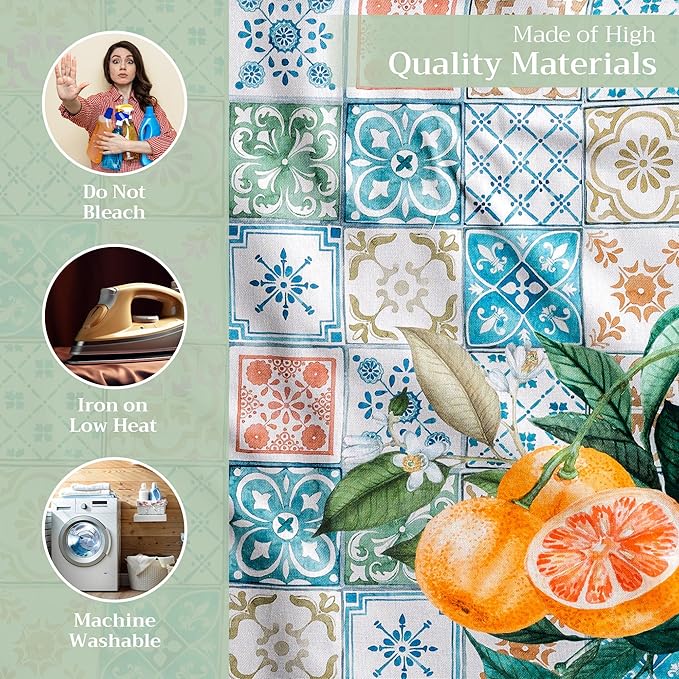 Maison d' Hermine Cloth Napkins Set of 4 100% Cotton Everyday Reusable Square Napkins Cloth Washable Dinner Party Wedding Restaurant Valentines Day Decorations Spring/Summer (Agrume, 20" x 20")