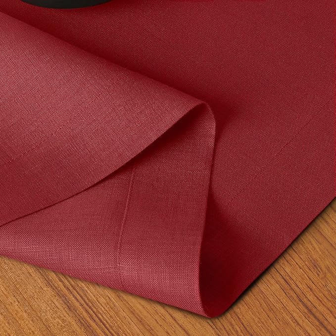 D'Moksha Homes Linen Red Table Runner 48 Inches - 100% Pure Linen Table Runner 14 x 48 Inch for Coffee Tables, Dresser, Valentines, Spring - Machine Washable