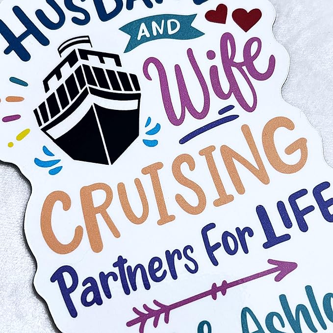 Husband Wife Cruising Partners for Life Door Magnet Sign Personalized Cruise Lover Keepsake Gift Carnival Princess Romantic Couples Getaway