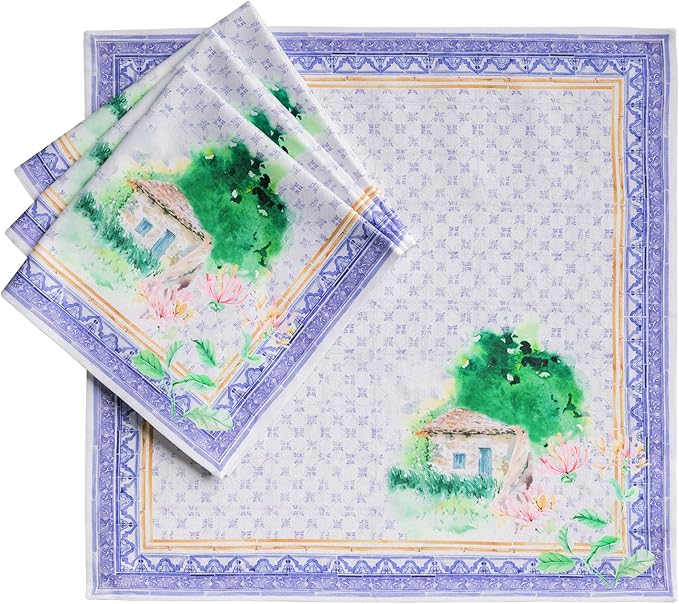 Maison d' Hermine Napkin 100% Combed Cotton Premium Cloth Napkin Decorative Washable Napkins Set of 4 for Home, Kitchen, Dining, Cocktail Parties & Camping - Luberon(20”X20”)