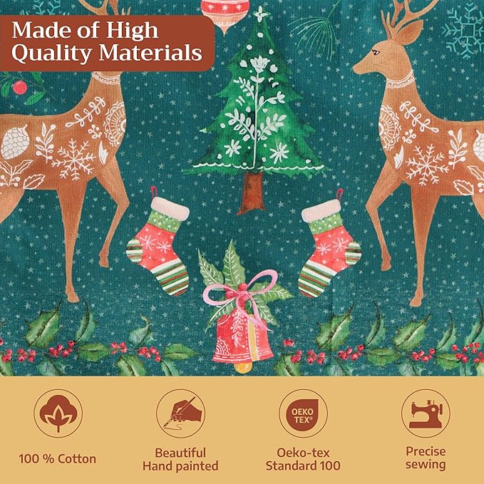 Maison d' Hermine Table Cloth Rectangle Table 100% Cotton 54 x 72 Inches Fall Tablecloth Reusable Everyday Use for Thanksgiving Christmas Decorations Dining Farmhouse Party (Hygge Christmas)