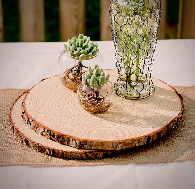 Set of 10 Large Wood Slices (11-13”) – Rustic Wooden Rounds for Wedding Centerpieces, Event Decor, and Table Centerpieces