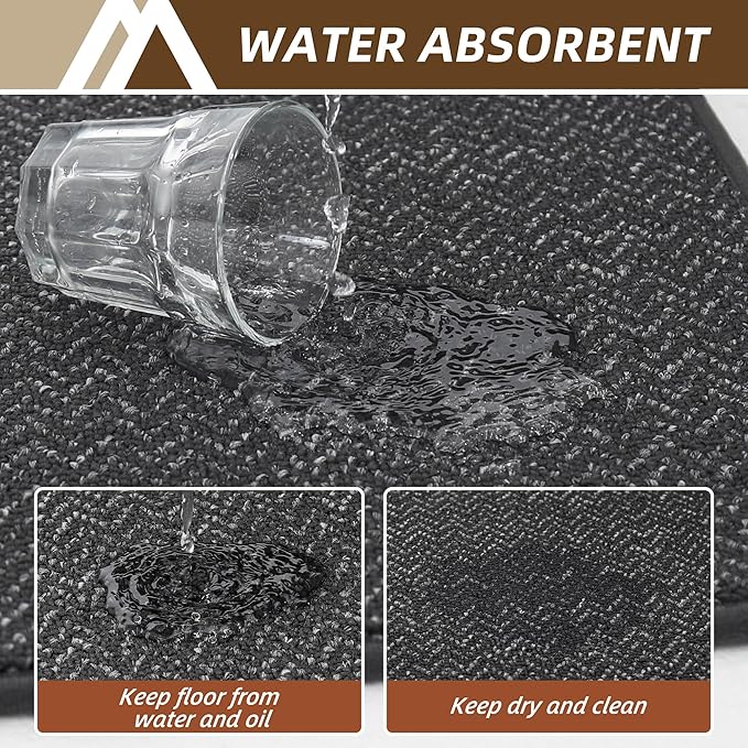COSY HOMEER Kitchen Rugs 20"x32" Non-Slip Kitchen Mats for Floor Absorbent Stain Resistant Kitchen Floor Mat Machine Washable Rugs for Kitchen,Hallway,Sink,Dark Grey