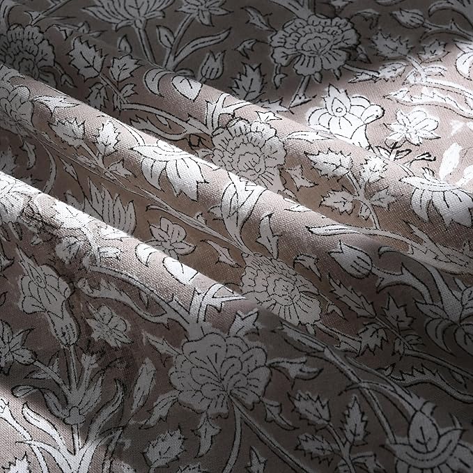 Ridhi Block Print Round Taupe Reusable Tablecloth 100% Cotton 60" Inch Decorative Table Cover eveyday Dining, Home, Party, Wedding, Farmhouse Gift for Spring, Easter, Valentine