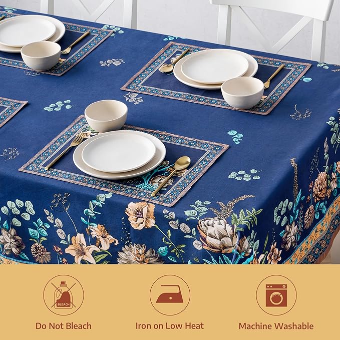 Maison d' Hermine Premium Table Cloth Rectangle Table 100% Combed Cotton 90 x 70 Inches Tablecloth Reusable Decorative for Dining Room, Farmhouse, Home, Party, Festive & Wedding - Artichoke