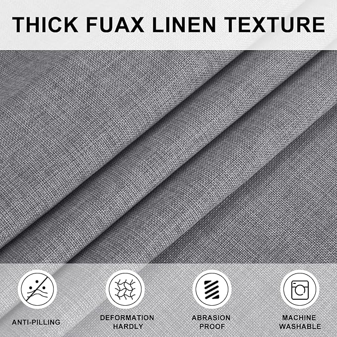 Hiasan Table Cloth Round Linen Tablecloth 120 Inch - Wrinkle and Stain Resistant Washable Polyester Fabric Table Cloth for Dining Room Kitchen Party, Grey