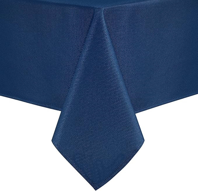 Hiasan 54 X 120 Inch Rectangle Textured Tablecloth - Waterproof Spillproof Antiwrinkle Jacquard Table Cloth for Kitchen and Dining Dinner, Outdoor Picnic, Holiday and Parties, Navy Blue
