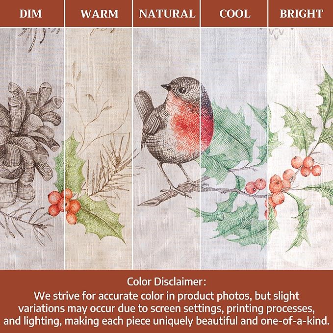 Maison d' Hermine Table Cloth Rectangle Table 100% Cotton 60 x 120 Inches Fall Tablecloth Reusable Everyday Use for Thanksgiving Christmas Decorations Dining Farmhouse Party (Christmas Dew)