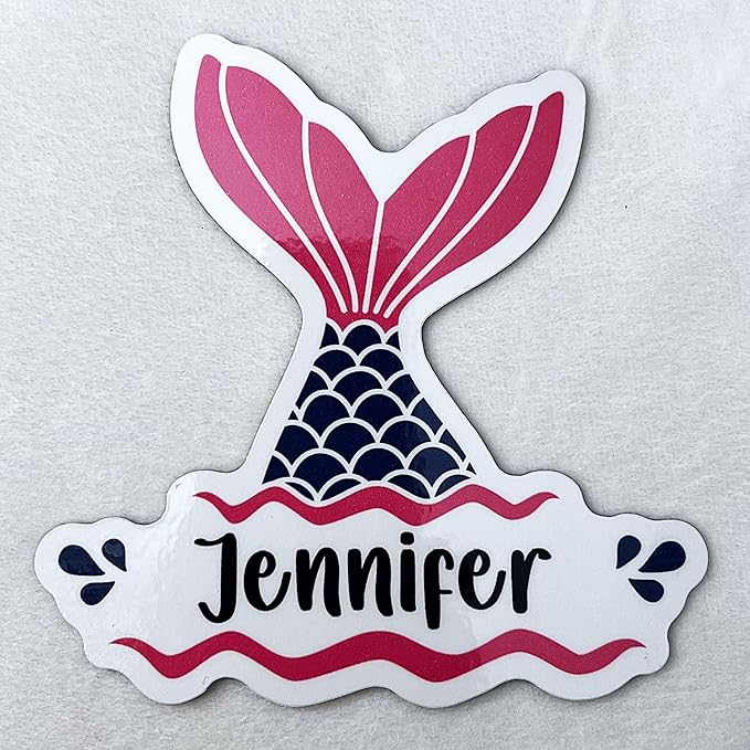 Mermaid Tail Monogram Cruise Door Decoration Magnet Sign, Colorful Personalized Name Keepsake, Carnival, Fridge Office Decor