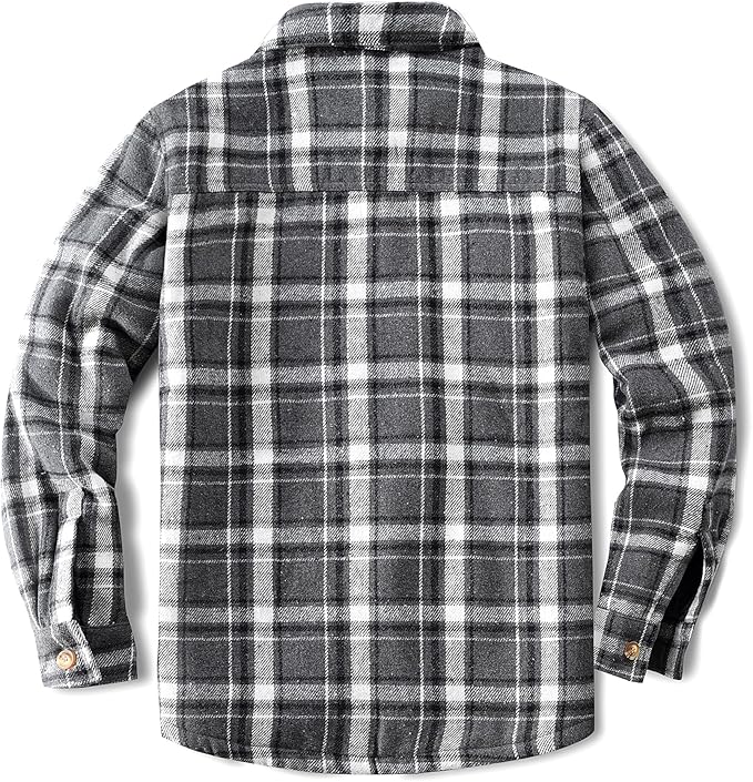 Men's Cotton Sherpa Lined Button Down Flannel Shirt Jacket Plaid Soft Outdoor Flannel Jacket Shirt